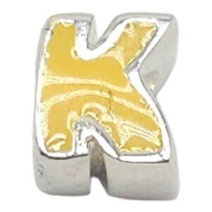 Solvar Sterling Silver Yellow Enamel Initial K Slide Charm Kids New Old Stock